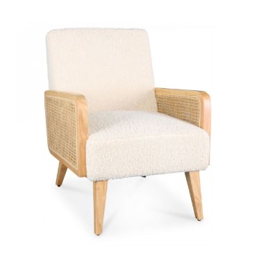 FAUTEUIL CANNAGE & FOURRURE NATUREL