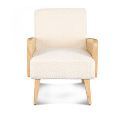 FAUTEUIL CANNAGE & FOURRURE NATUREL